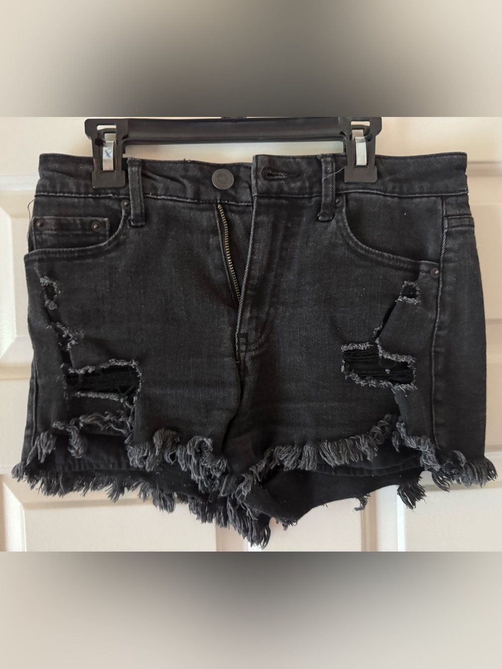 Aeropostale Black Distressed Denim Jean Shorts